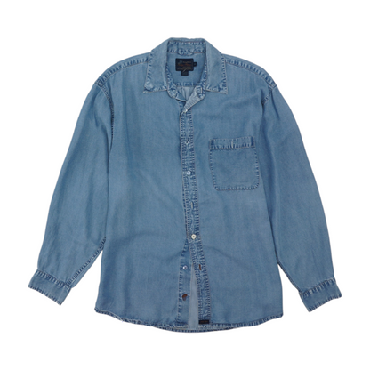 Blue Solid Long Sleeve Button Down