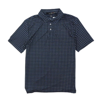 Navy Geometric Short Sleeve Polo