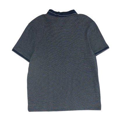 Navy Striped Short Sleeve Polo