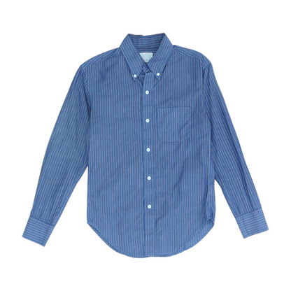 Navy Striped Long Sleeve Button Down