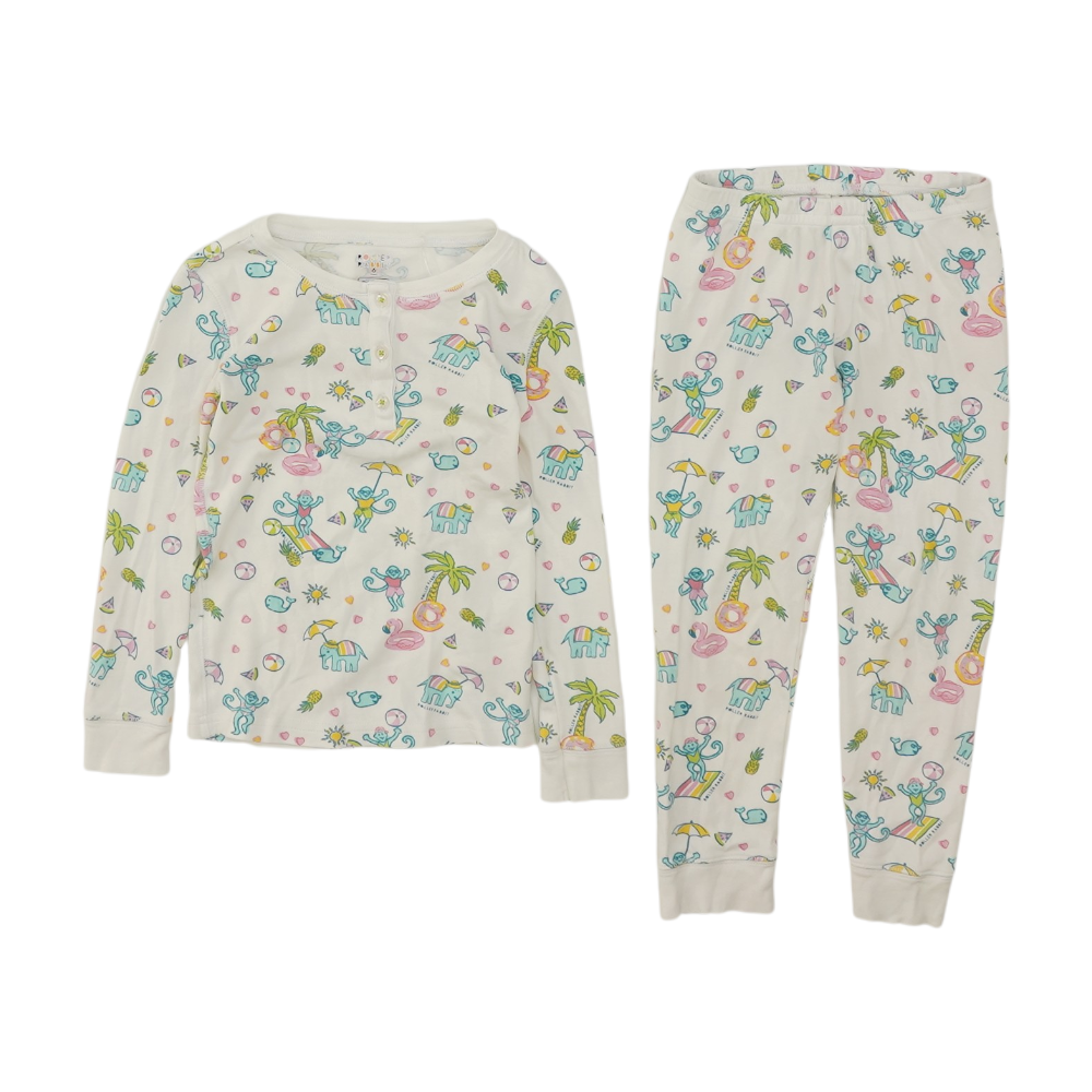White Graphic Pajama Set