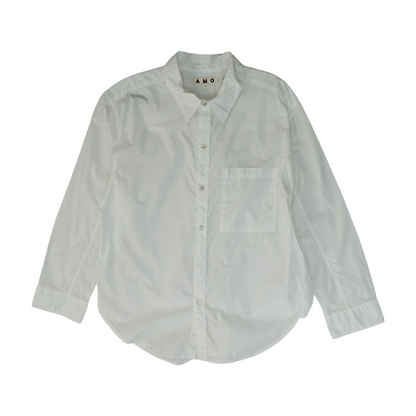White Solid Long Sleeve Button Down