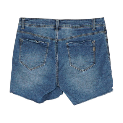 Blue Solid Denim Shorts