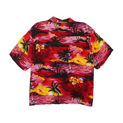 Vintage Red Tropical Short Sleeve Button Down