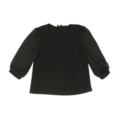 Black Solid 3/4 Sleeve Blouse
