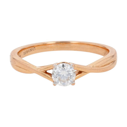 1/3 Ct 18K Rose Gold Round Diamond Solitaire In Twisted Engagement Ring