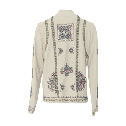 Beige Abstract Cardigan Sweater