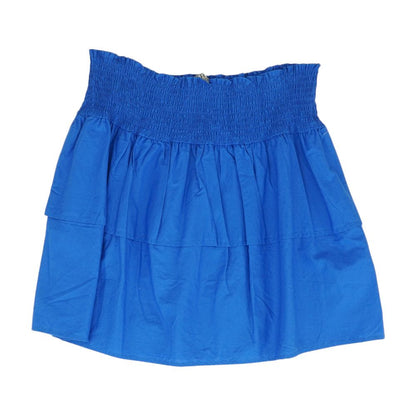 Blue Solid Mini Skirt