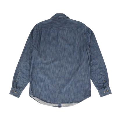 Blue Solid Long Sleeve Button Down
