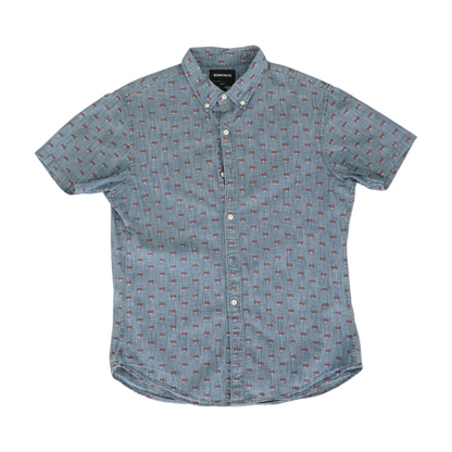 Blue Floral Short Sleeve Button Down