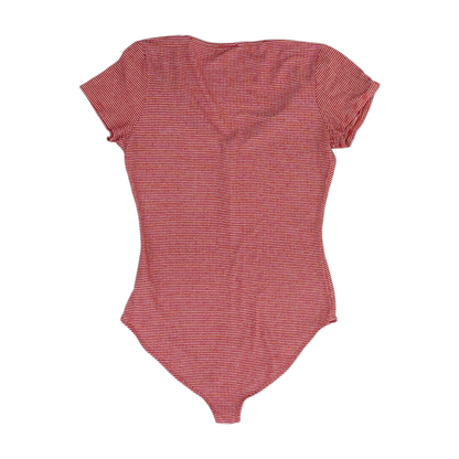 Red Striped Bodysuit Blouse