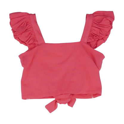 Pink Solid Short Sleeve Blouse