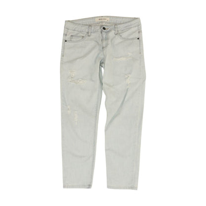 Blue Mid Rise Straight Leg Jeans