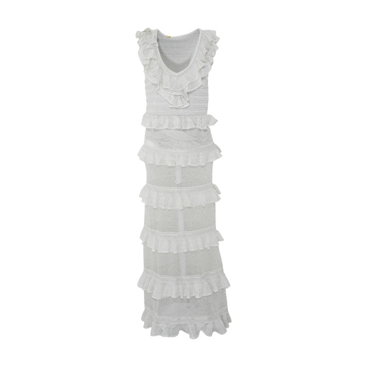 Crush Frilled V-Neck Midi-Dress