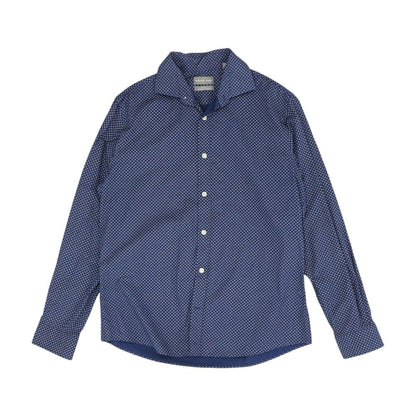 Blue Graphic Long Sleeve Button Down