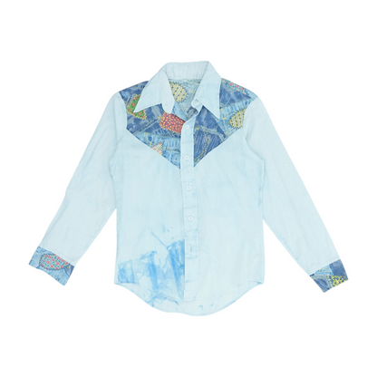 Blue Print Long Sleeve Button Down