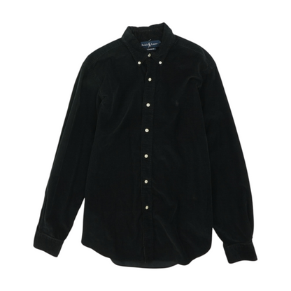 Black Solid Flannel Button Down