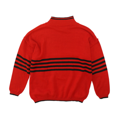 Vintage Red Striped Acrylic Sweater