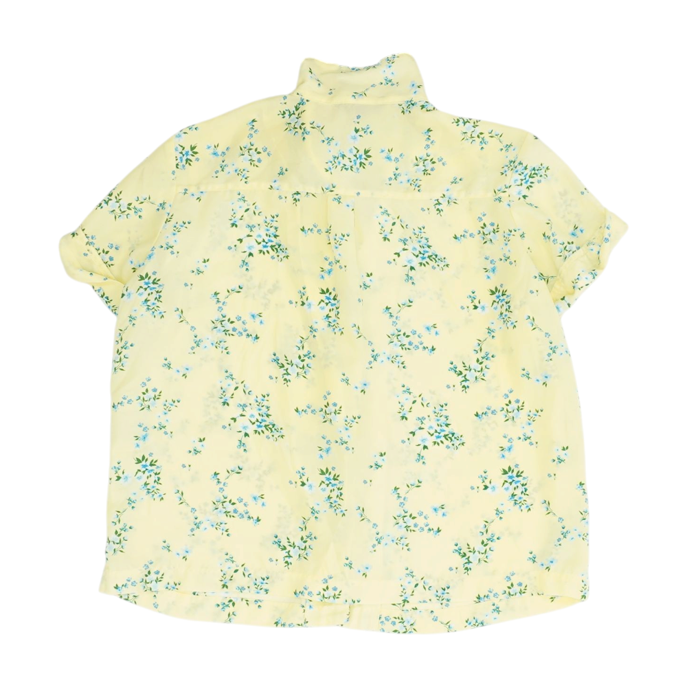 Yellow Petite Floral Button Down