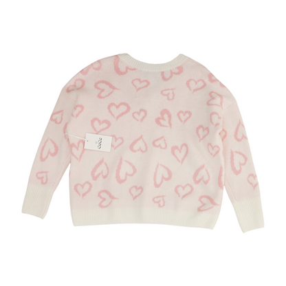 White Hearts Pullover Sweater