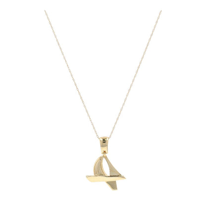 14K Gold Sailboat Pendant Necklace