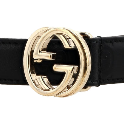 Black Belt with Interlocking G Buckle in GG Leather
