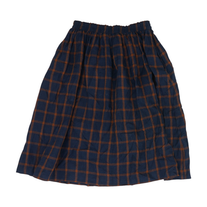 Navy Plaid Midi Skirt