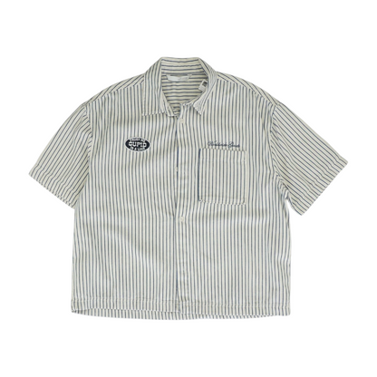 Blue Striped Short Sleeve Button Down