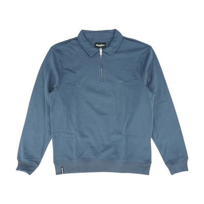 Blue Solid 1/4 Zip Pullover
