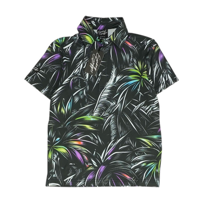 Black Print Short Sleeve Polo