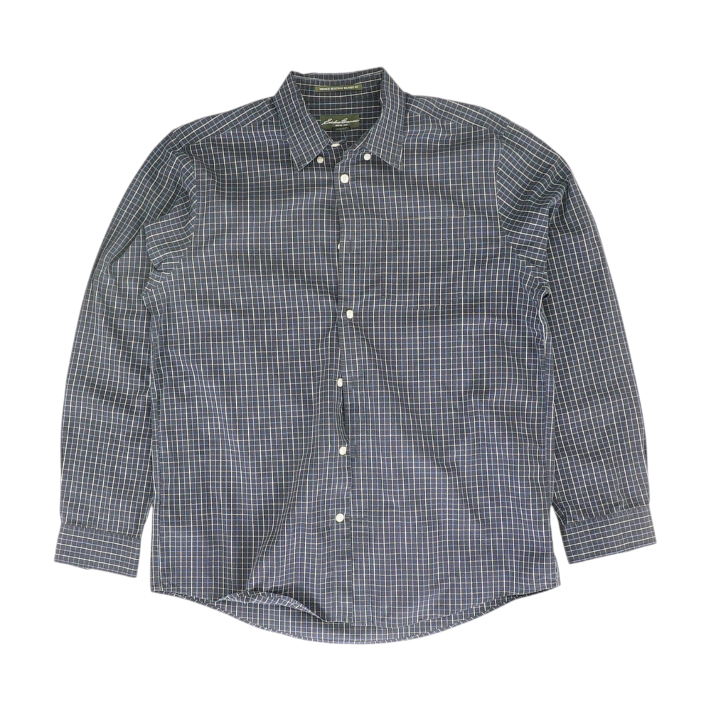 Navy Check Long Sleeve Button Down