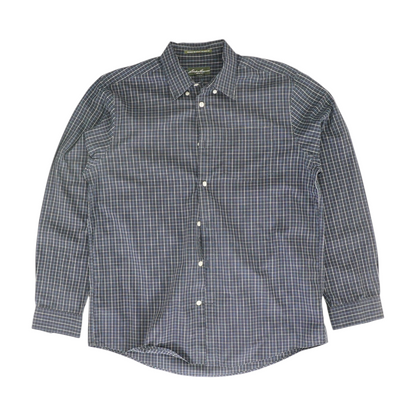 Navy Check Long Sleeve Button Down