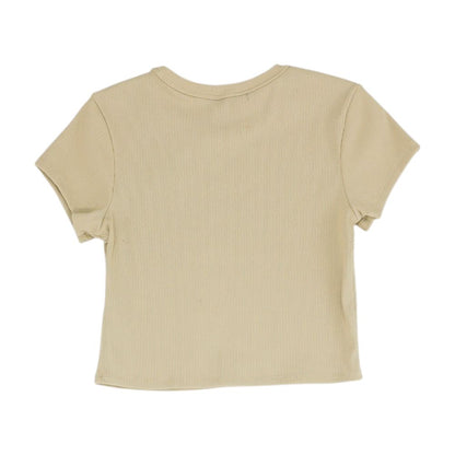 Beige Cropped Knit Top