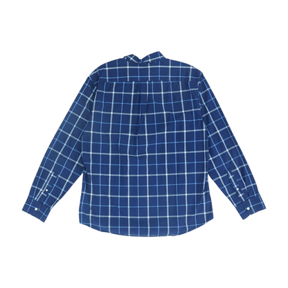 Navy Plaid Long Sleeve Button Down