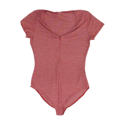 Red Striped Bodysuit Blouse