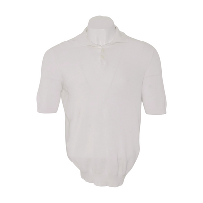 White 100% Cotton Solid Short Sleeve Polo