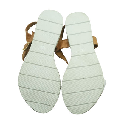 Brown and White Flat Sandals
