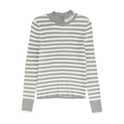 Gray Striped Pullover Sweater