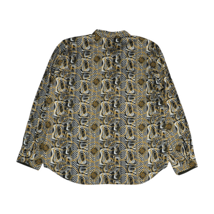Black Graphic Long Sleeve Button Down