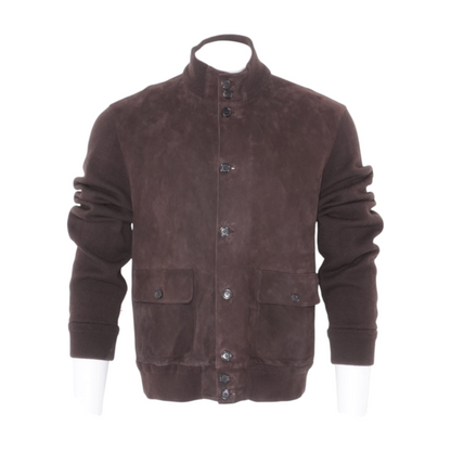Suede-Front Cashmere Cardigan
