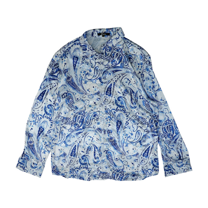 White Paisley Long Sleeve Button Down