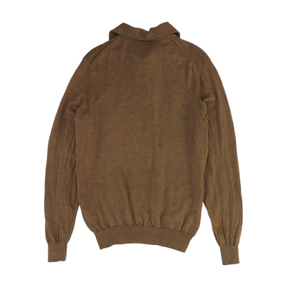 Brown Solid 1/4 Zip Sweater
