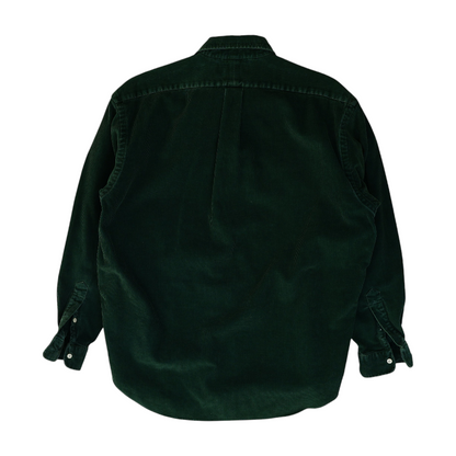 Green Solid Long Sleeve Button Down