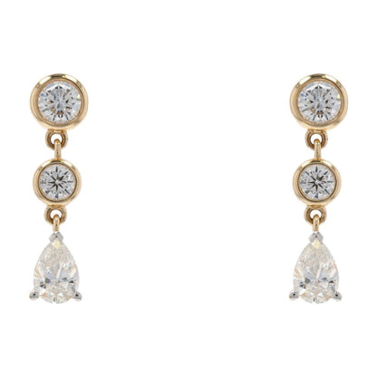 1 1/4 Ct 14K Gold Bezel Set And Basket Set Lab Grown Diamond Chandelier Earrings