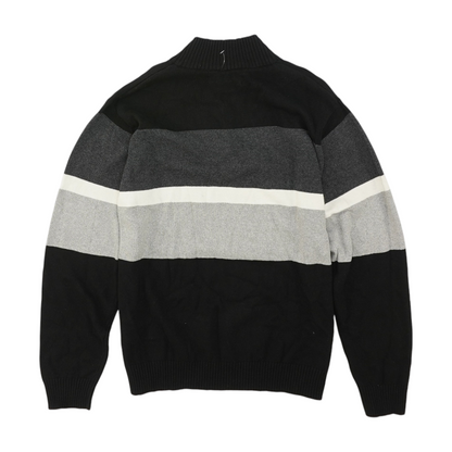 Black Color Block 1/4 Zip Sweater