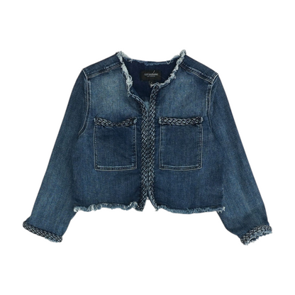Blue Solid Denim Jacket