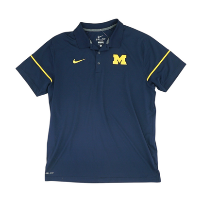 Navy Michigan Wolverines Solid Short Sleeve Polo