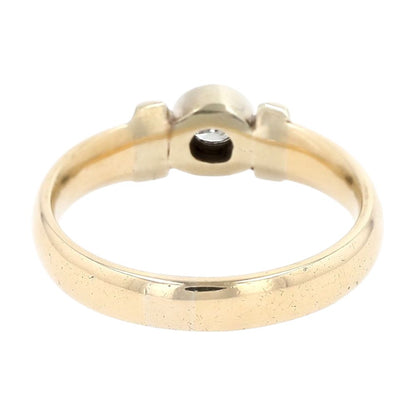 1/4 Ct 14K Two Tone Gold Bezel Set And Bar Diamond Engagement Style Band