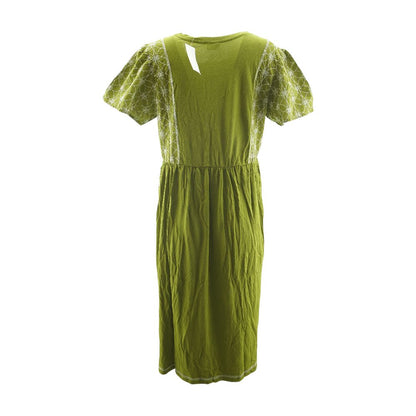 Green Embroidery Detail Midi Dress