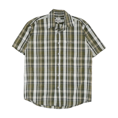 Green Plaid Short Sleeve Button Down